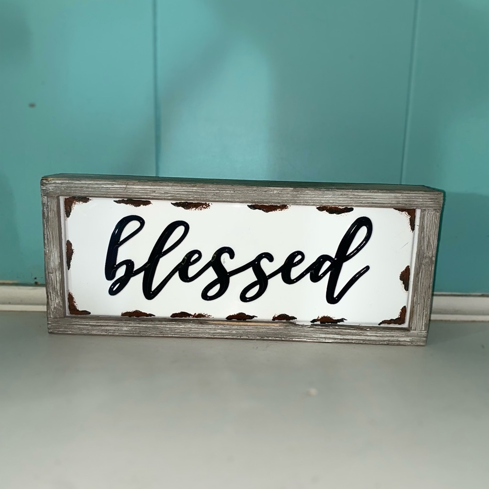 Rustic 'Blessed' Wooden Sign